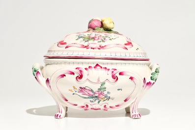 A French faience de l'Est tureen and cover on stand, 19th C.